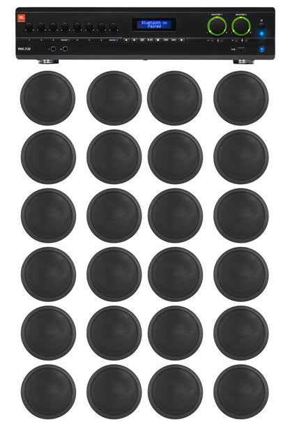 JBL 2-Channel Amp+24) Black 5" Ceiling Speakers For Restaurant/Bar/Office/Hotel