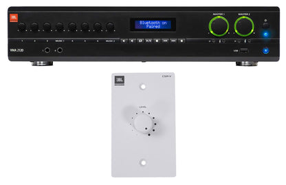 JBL VMA2120 2-Channel/Restaurant 120W Bluetooth Amplifier+White Wall Controller
