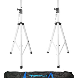 2 Rockville RVSS2 Tripod DJ PA Church Club Scene White Speaker Stands+Carry Case