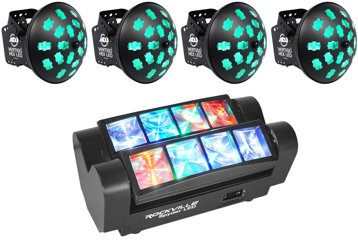 (4) VERTIGO HEX LED Dance Floor Effects + Spyder LED Moving Head