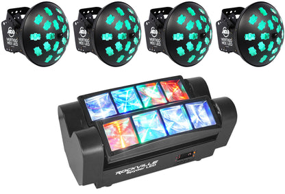 (4) VERTIGO HEX LED Dance Floor Effects + Spyder LED Moving Head