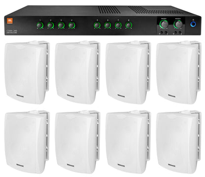 JBL CSMA280 Commercial/Restaurant 70v Amplifier+(8) White 5.25" Wall Speakers