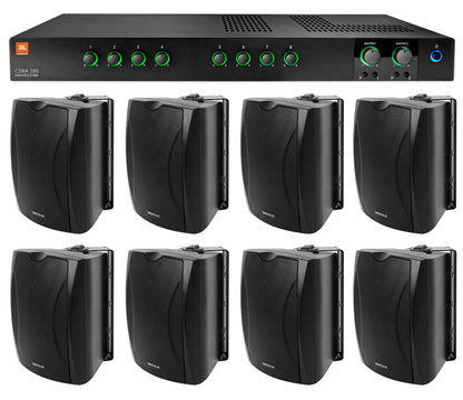 JBL CSMA280 Commercial/Restaurant 70v Amplifier+(8) Black 6.5" Wall Speakers