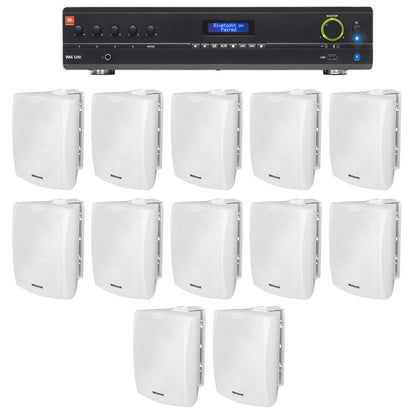 JBL VMA1240 Commercial/Restaurant 70v Mixer/Amplifier+(12) White Wall Speakers