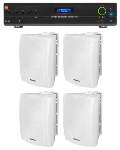 JBL VMA160 Commercial/Restaurant 70v Mixer/Amplifier+(4) White Wall Speakers