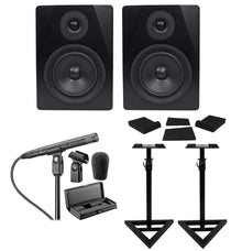 Audio Technica AT4051B Condenser Recording Microphone+Monitors+Stands+Pads+Case