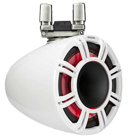 Pair Kicker KMTC11 HLCD 11" 600w White Wakeboard Tower Speakers w/Horns 44KMTC114W