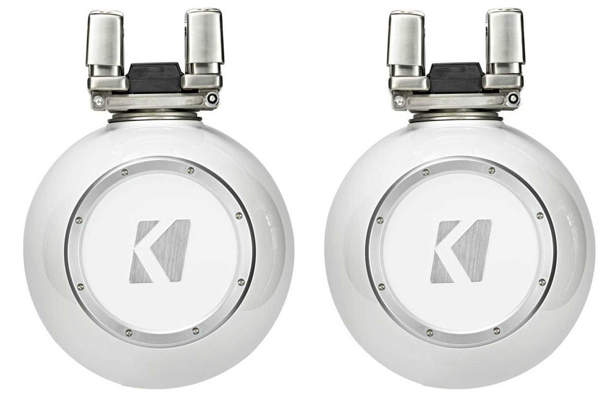 Pair Kicker KMTC11 HLCD 11" 600w White Wakeboard Tower Speakers w/Horns 44KMTC114W