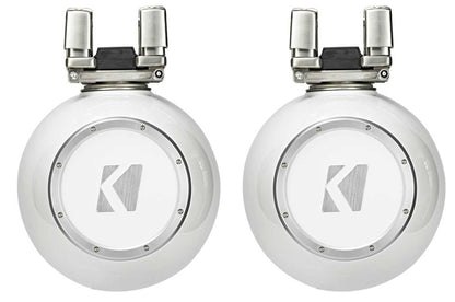 Pair Kicker KMTC11 HLCD 11" 600w White Wakeboard Tower Speakers w/Horns 44KMTC114W