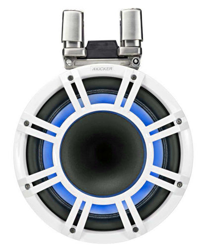 Pair Kicker KMTC11 HLCD 11" 600w White Wakeboard Tower Speakers w/Horns 44KMTC114W