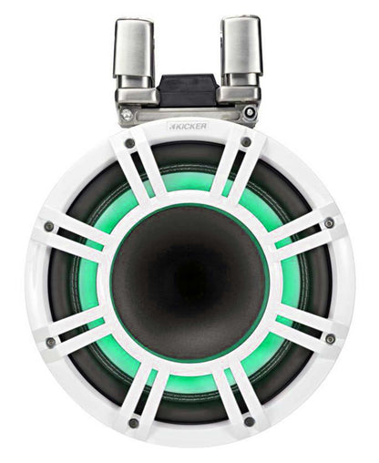 Pair Kicker KMTC11 HLCD 11" 600w White Wakeboard Tower Speakers w/Horns 44KMTC114W
