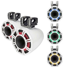Pair Kicker KMTC11 HLCD 11" 600w White Wakeboard Tower Speakers w/Horns 44KMTC114W