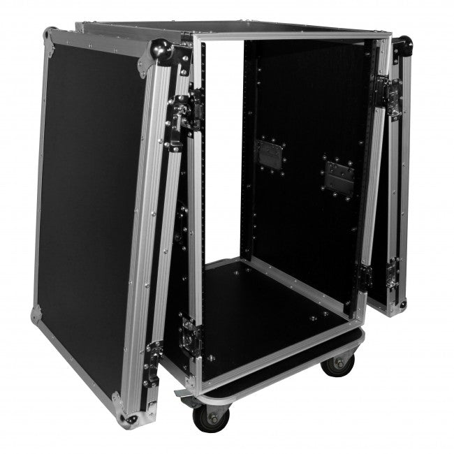 Pro X TOV T-16RSS 16U 3/8" Wood ATA300 Rack DJ Amplifier Flight Case w/ Wheels