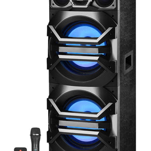 Technical Pro Dual 10" 3000w Powered Bluetooth Speaker w/USB/SD/LED+Wireless Mic
