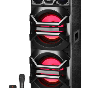 Technical Pro Dual 10" 3000w Powered Bluetooth Speaker w/USB/SD/LED+Wireless Mic