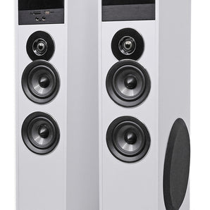 Rockville TM80W White Powered Home Theater Tower Speakers 8" Sub/Bluetooth/USB