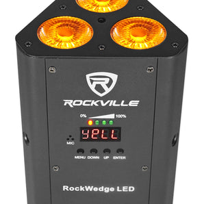 Rockville ROCKWEDGE PACKAGE BLACK (6) Battery Wireless Par Lights+Charging Case