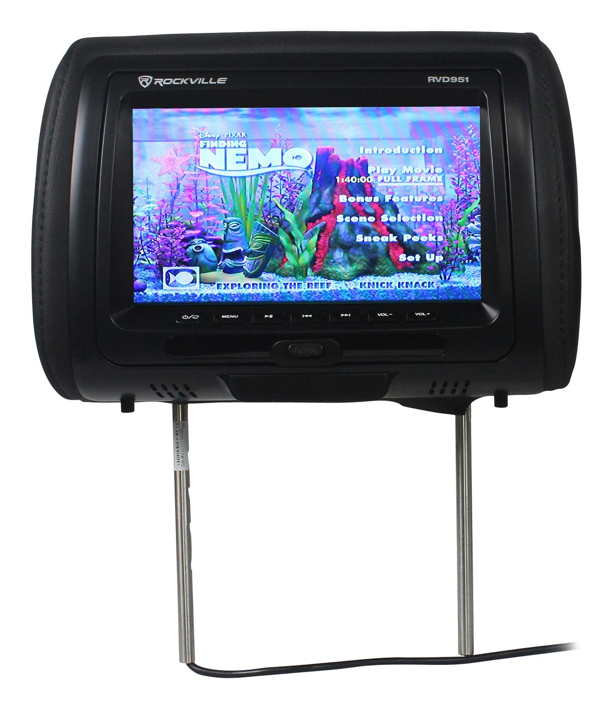 Rockville RVD951-BK 9” Black Dual DVD/USB/HDMI/SD Car Headrest Monitors + Games