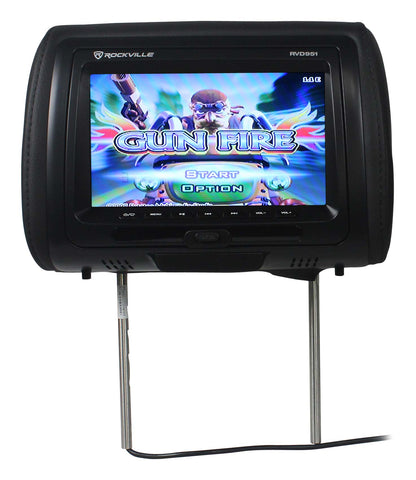 Rockville RVD951-BK 9” Black Dual DVD/USB/HDMI/SD Car Headrest Monitors + Games