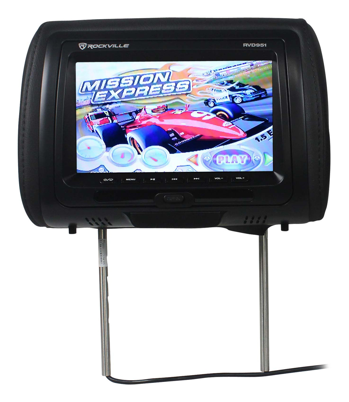 Rockville RVD951-BK 9” Black Dual DVD/USB/HDMI/SD Car Headrest Monitors + Games
