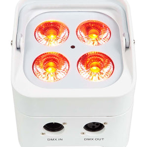 Rockville BEST PACK 50 (8) White Battery Wash Lights+Wireless DMX+Charging Case