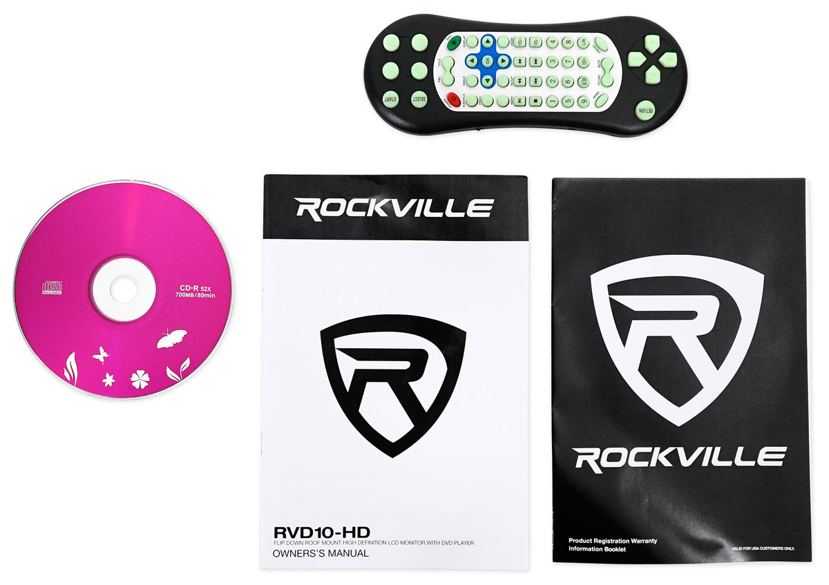 Rockville RVD10HD-BG 10.1" Flip Down Monitor DVD Player, HDMI, USB, Games, LED