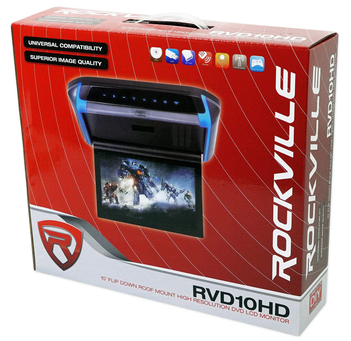 Rockville RVD10HD-BG 10.1" Flip Down Monitor DVD Player, HDMI, USB, Games, LED