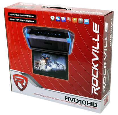 Rockville RVD10HD-BG 10.1" Flip Down Monitor DVD Player, HDMI, USB, Games, LED