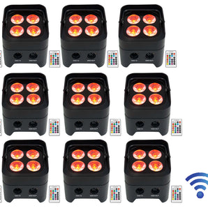 12) Rockville BEST PAR 50 Battery Par Can Wash Up-Lights w/Wireless DMX+RGBWA+UV