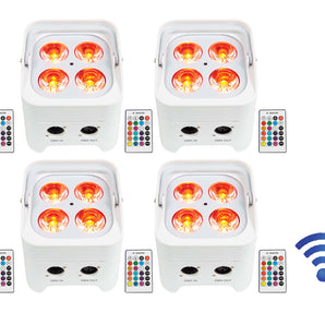 6 Rockville BEST PAR 50 White Rechargeable Par Wash Lights Wireless DMX+RGBWA+UV