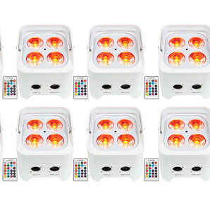 10) Rockville BEST PAR 50 White Battery Par Wash Lights w/Wireless DMX+RGBWA+UV