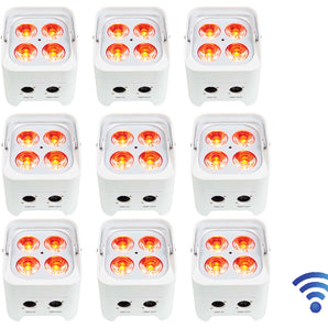 12) Rockville BEST PAR 50 White Battery Par Wash Lights w/Wireless DMX+RGBWA+UV