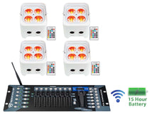 BEST PAR 50 White 4-Pack + ROCKFORCE W2 Controller Bundle