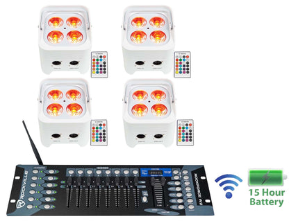 BEST PAR 50 White 4-Pack + ROCKFORCE W2 Controller Bundle