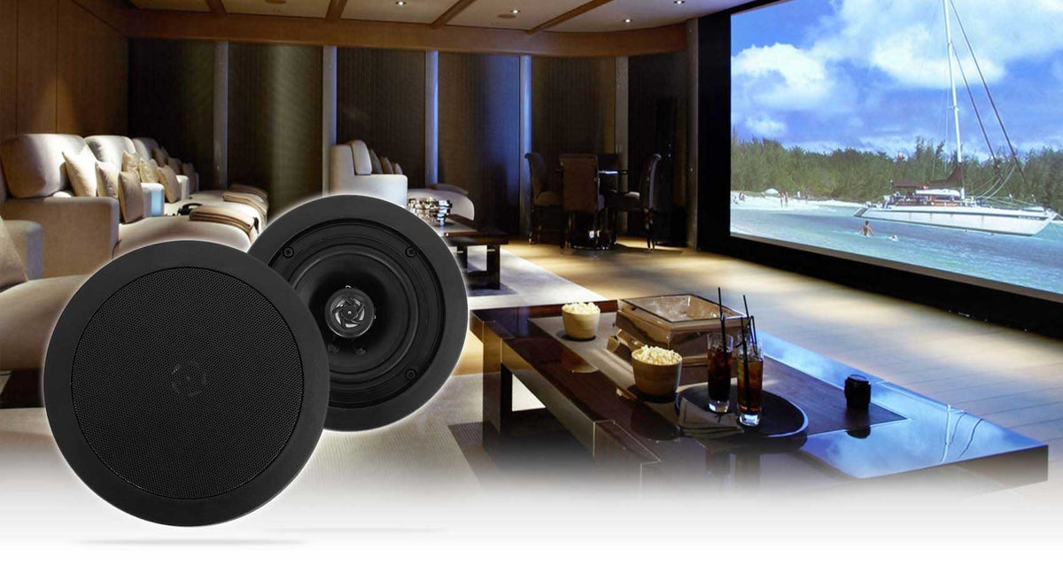 Rock Zone 8 Receiver+(16) 5.25" Black Ceiling Speakers For Restaurant