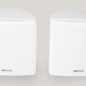 Cube by Rockville Pair of 3.5" White Commercial 70v Swivel Wall Mount Speakers