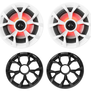 Pair Rockville RKL65MBW 6.5" 700w Marine Boat Speakers w/LED+Black/White Grilles