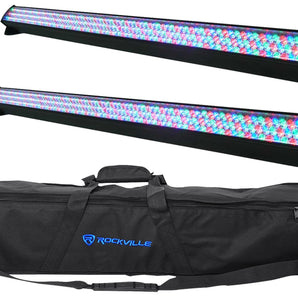 (2) Rockville ROCKSTRIP 252 LED DMX RGB Color Strip DJ Wash Up Light Bars+Bag
