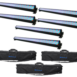 (6) Rockville ROCKSTRIP 252 LED DMX RGB Color Strip DJ Wash Up Light Bars+Bags