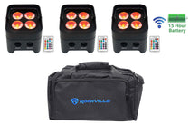 (3) BEST PAR 50 Rechargeable Par Wash Lights Wireless DMX+RGBWA+UV+Bag