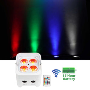 2) Rockville BEST PAR 50 White Rechargeable Par Lights Wireless DMX+RGBWA+UV+Bag