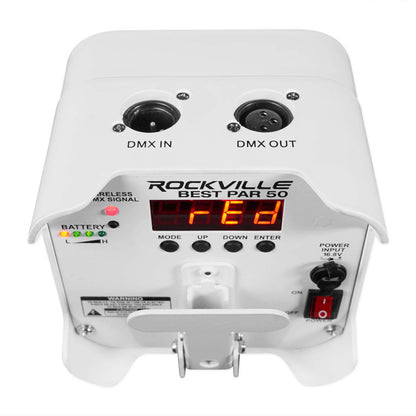 (3) BEST PAR 50 White Rechargeable Par Lights Wireless DMX+RGBWA+UV+Bag