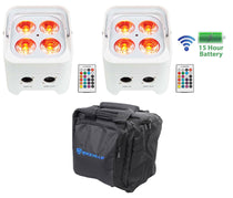 (2) BEST PAR 50 White Rechargeable Par Lights Wireless DMX+RGBWA+UV+Bag