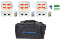 (3) BEST PAR 50 White Rechargeable Par Lights Wireless DMX+RGBWA+UV+Bag