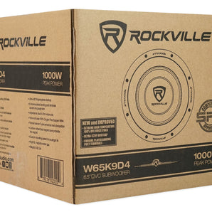 Rockville W65K9D4 6.5" 1000w Car Audio Subwoofer Dual 4-Ohm Sub CEA Compliant