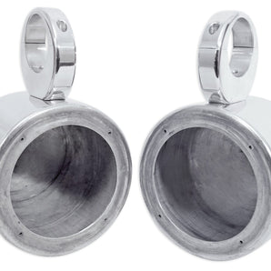 2 Rockville MAC525S 5.25" Polished Metal Marine Wakeboard Speaker Pod Enclosures