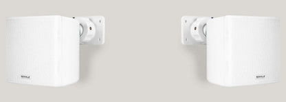 Cube by Rockville Pair of 3.5 inches White Commercial 70v Swivel Wall Mount Speakers