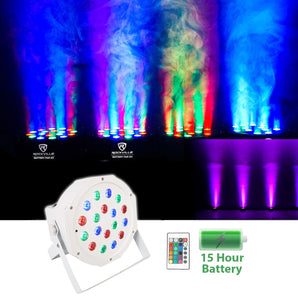Rockville BATTERY PAR 50 White Rechargeable LED DMX DJ Club Wash Up-Light+Remote