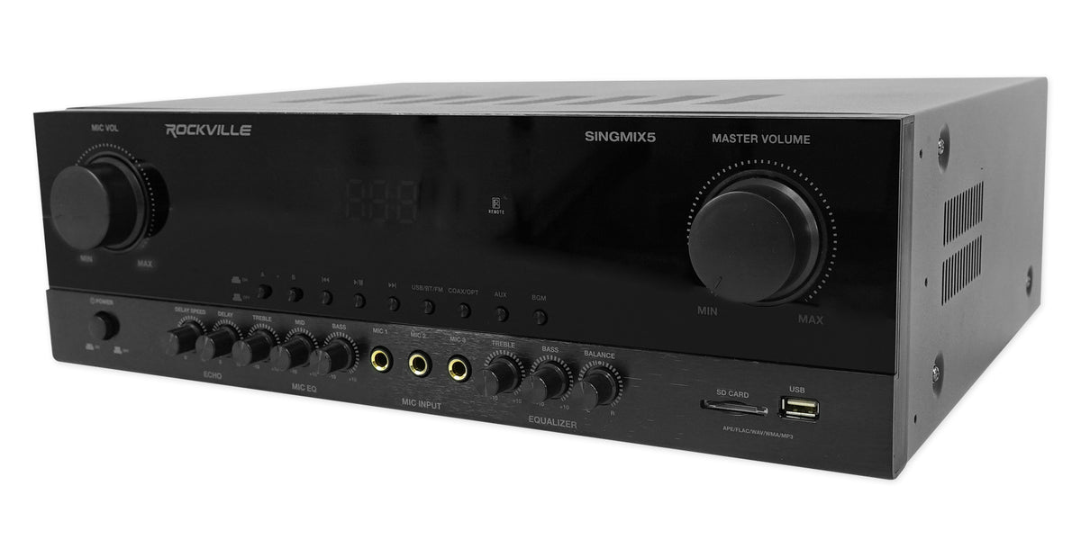 Rockville SINGMIX 5 2000w Bluetooth DJ/Pro/Karaoke/Home Amplifier Mixer Receiver