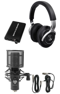 ATH-M70x Monitor Headphones + HeadRock Amp + RCM PRO Studio Mic